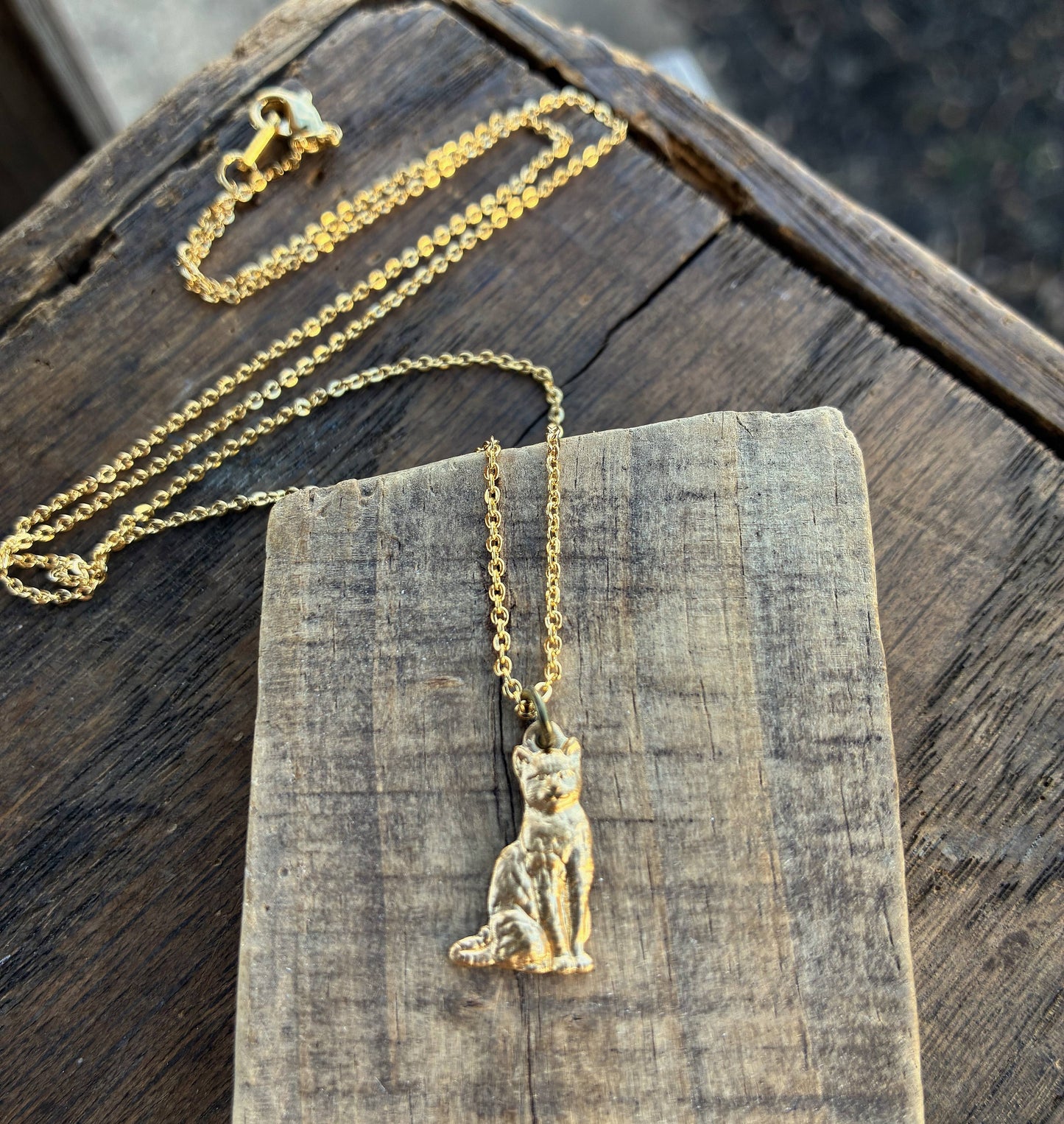 Tiny Vintage Cat Necklace