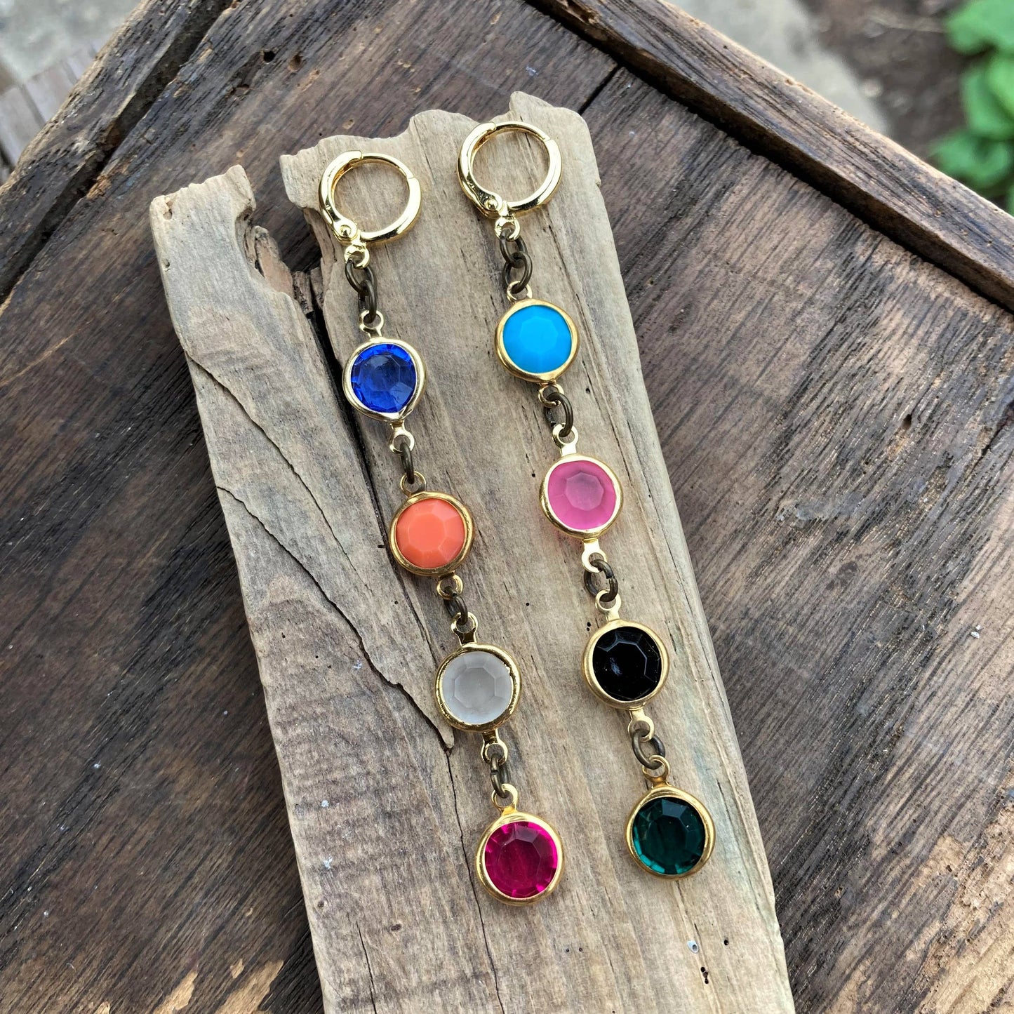 Colorful Vintage Crystal Drop Earrings