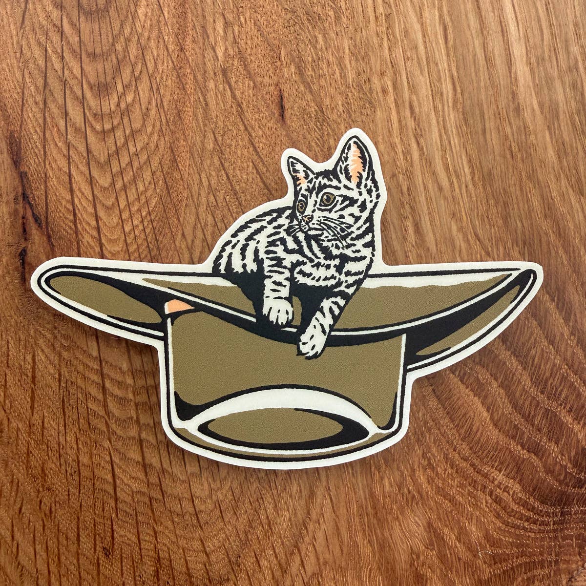 Kitten Cowboy Hat Vinyl Sticker