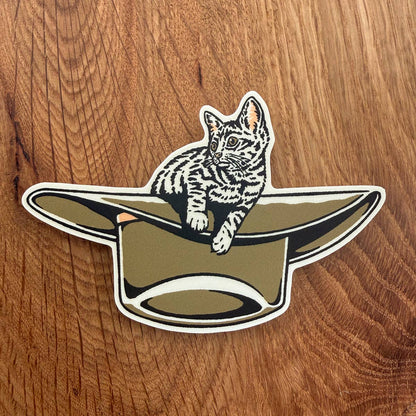 Kitten Cowboy Hat Vinyl Sticker