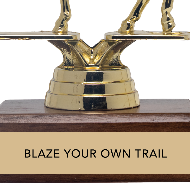 "BLAZE YOUR OWN TRAIL" Horse Trophy