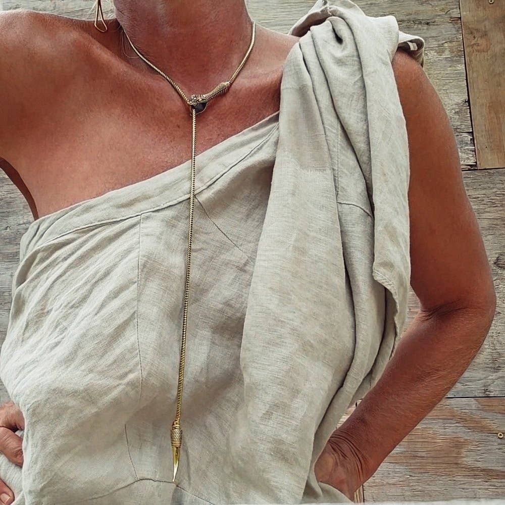 Brass Snake Lariat Bolo Necklace