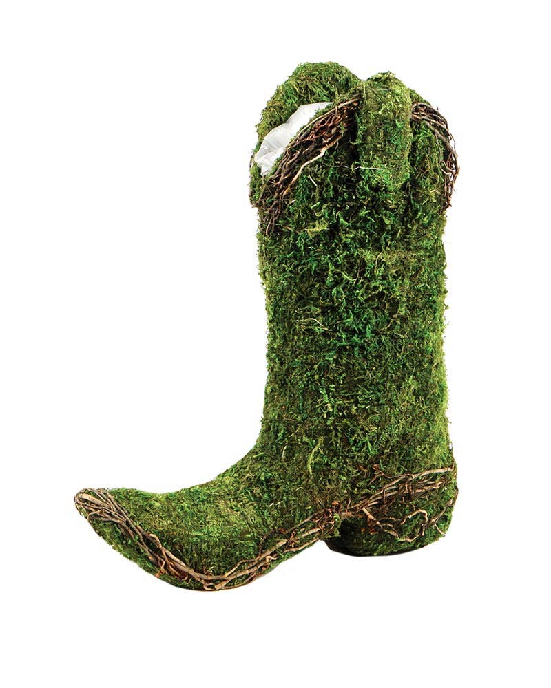 Moss Cowboy Boot Planter