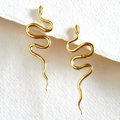 Brass Snake Earrings