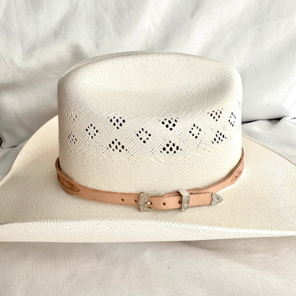 Hand Tooled Tan Leather Hat Band