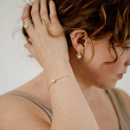 Brass Pearl Stacker Cuff