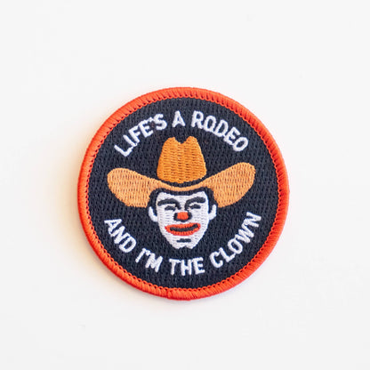 Rodeo Clown Iron-On Patch