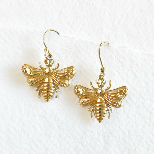 Brass Bee Earrings