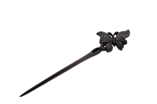 Wood Carved Butterfly Hair Stick