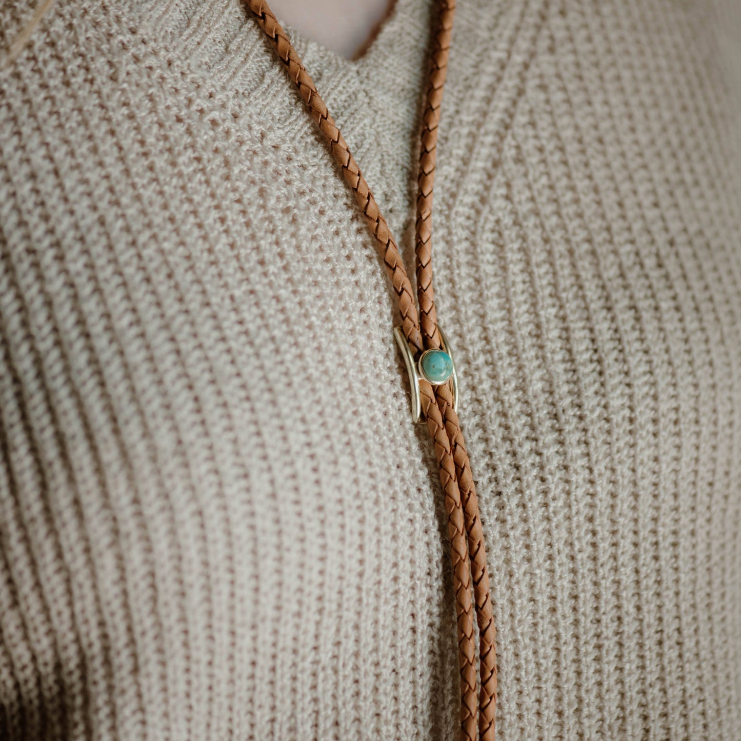 Turquoise Brass Buckle Bolo Tie