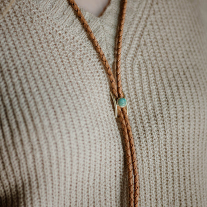 Turquoise Brass Buckle Bolo Tie
