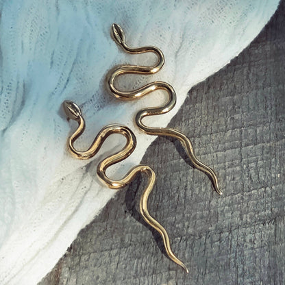 Brass Snake Earrings
