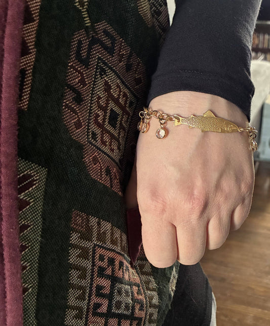 Gold Crystal Fish Bracelet