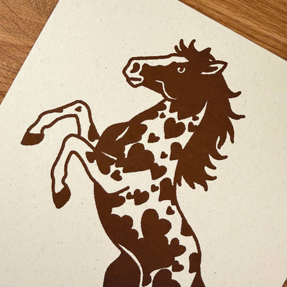 Rearing Hearts Horse - Signed Art Print