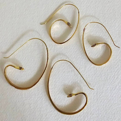 Brass Snake Hoop Earrings