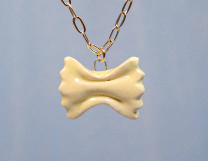 Handmade Ceramic Bow Tie Pasta Necklace