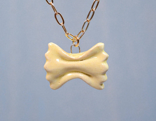 Handmade Ceramic Bow Tie Pasta Necklace
