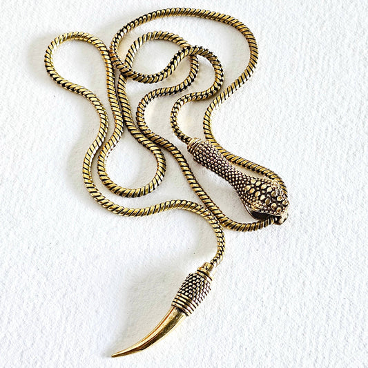 Brass Snake Lariat Bolo Necklace