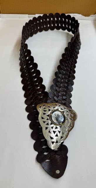 Handmade Woven Brown Belt Triangle Buckle
