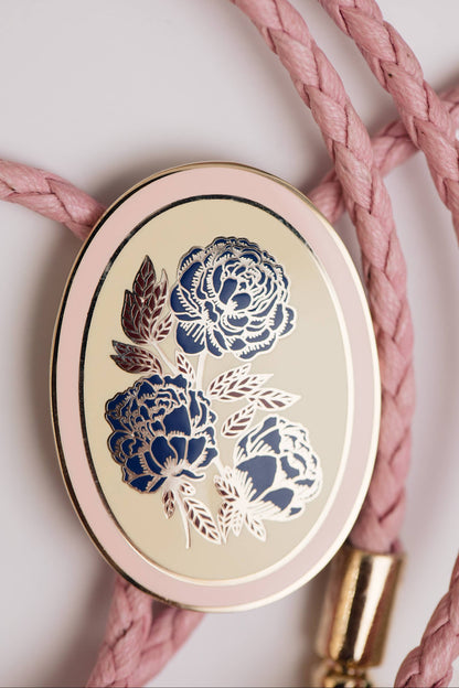 Pink & Navy Rose Bolo Tie