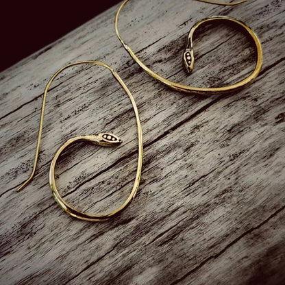 Brass Snake Hoop Earrings