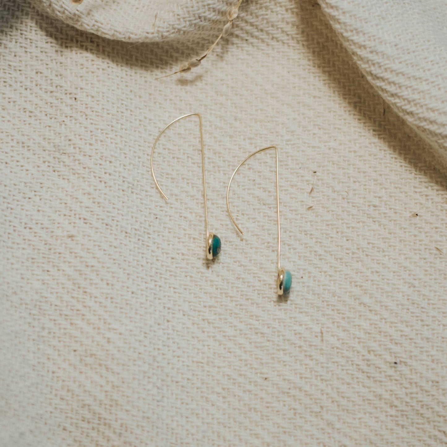Turquoise Brass Drop Through Earrings