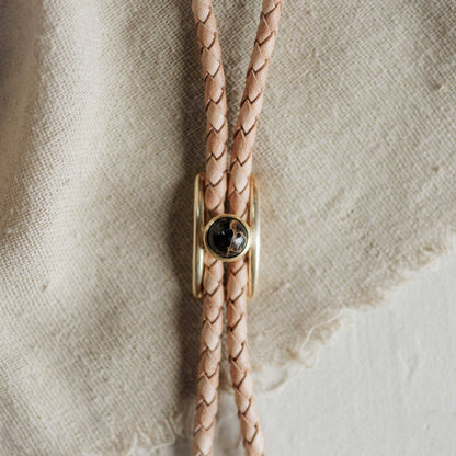 Turquoise Brass Buckle Bolo Tie