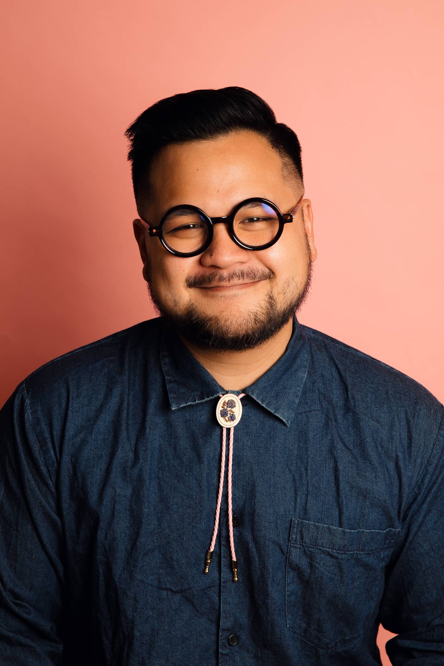 Navy Rose Bolo Tie