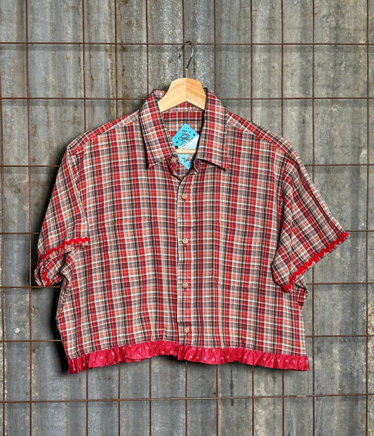 Local Handmade Ruffle Top Red Plaid Polka Ruffle