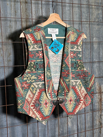 Vintage Turquoise Cream Concho Vest