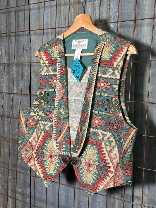 Vintage Turquoise Cream Concho Vest