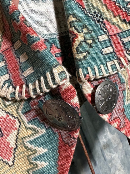 Vintage Turquoise Cream Concho Vest