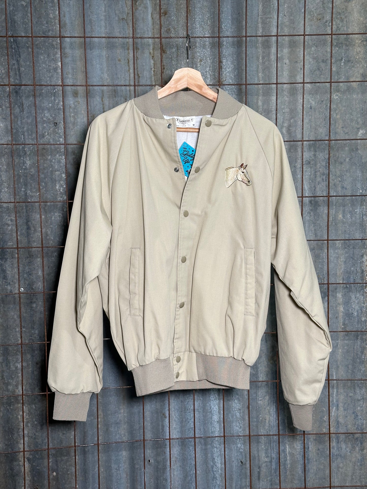 Vintage Tan Embroidered Horses Sport Jacket