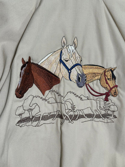 Vintage Tan Embroidered Horses Sport Jacket