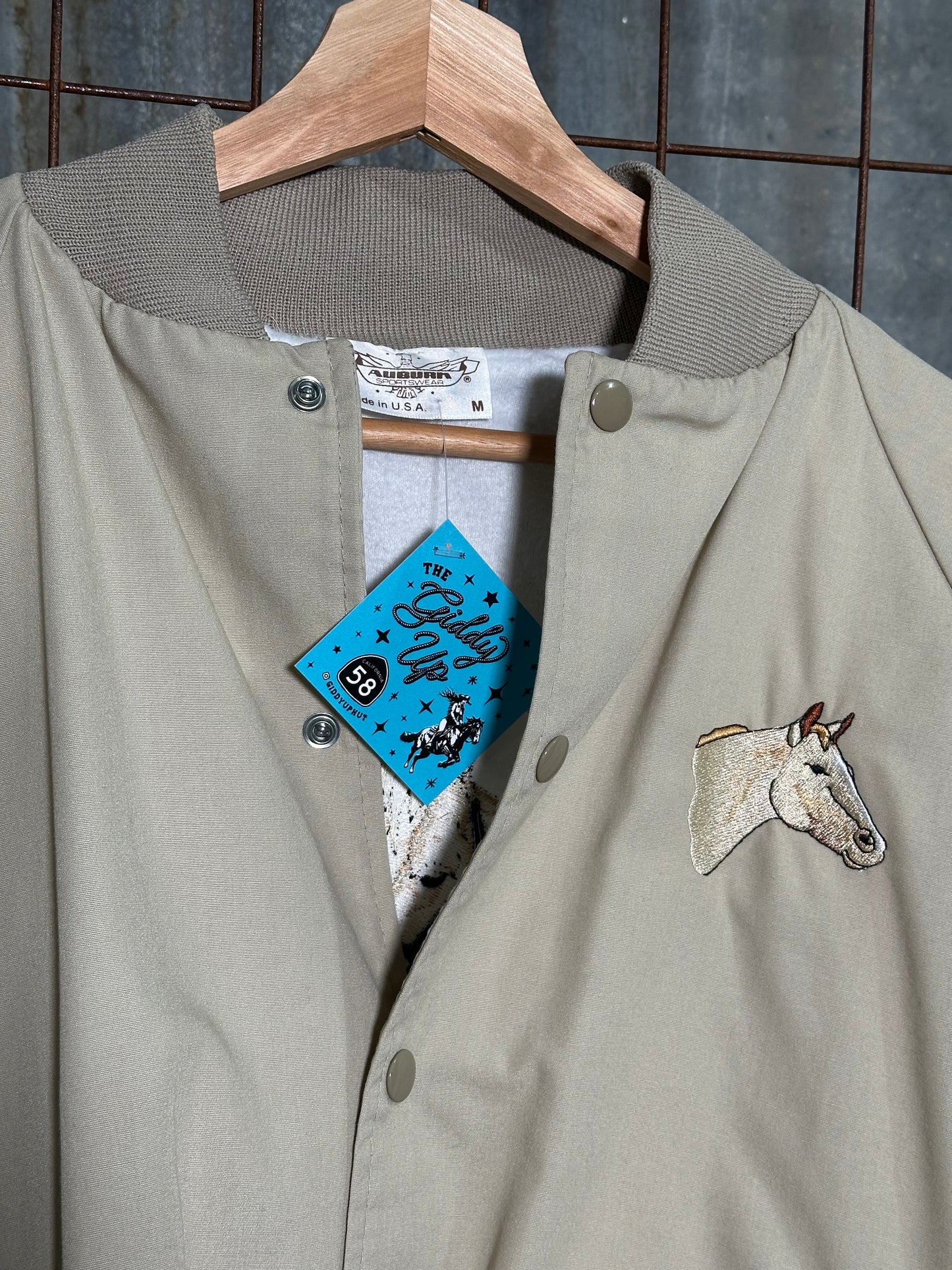 Vintage Tan Embroidered Horses Sport Jacket