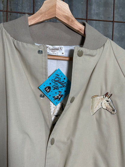 Vintage Tan Embroidered Horses Sport Jacket