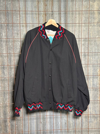 Vintage Black Aztec Embroidered Horse Sport Jacket