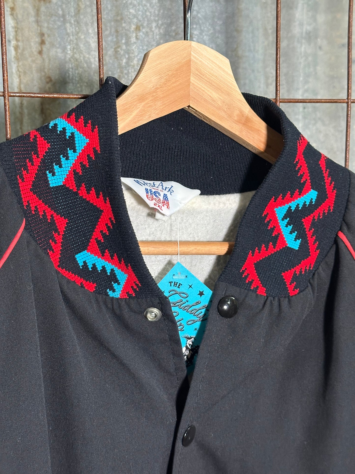 Vintage Black Aztec Embroidered Horse Sport Jacket