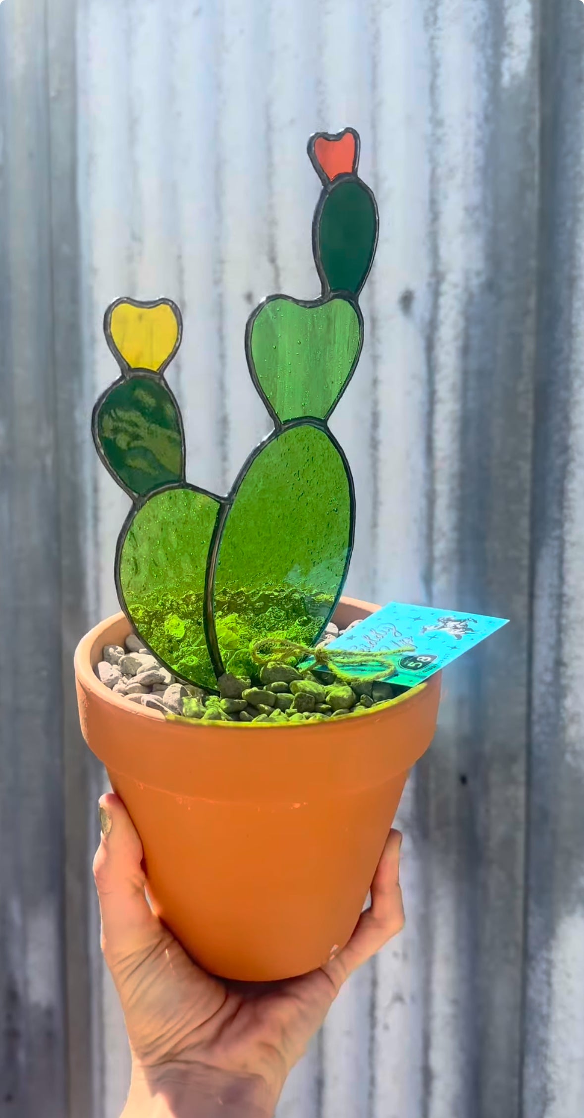Handmade Stained Glass Prickly Pear