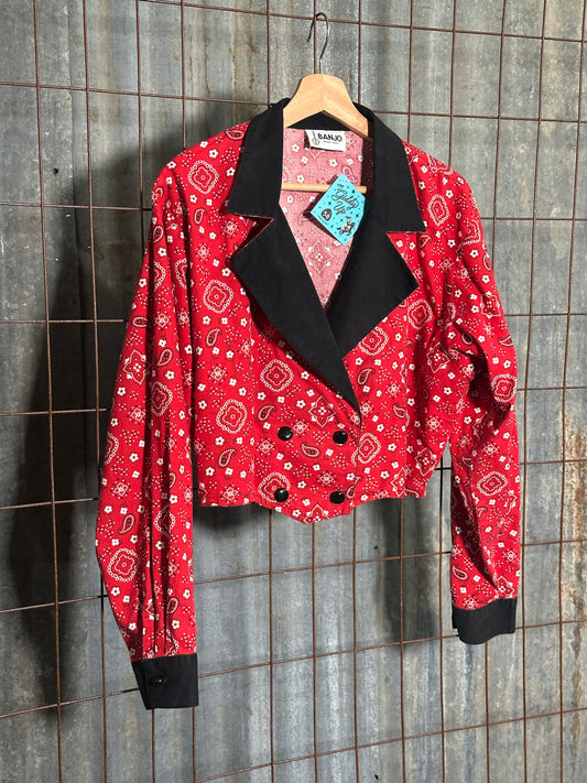 Vintage Red Paisley Western Crop Top