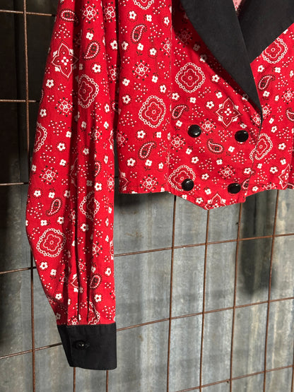 Vintage Red Paisley Western Crop Top