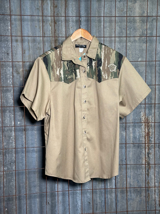 Vintage Camo Top Button Up