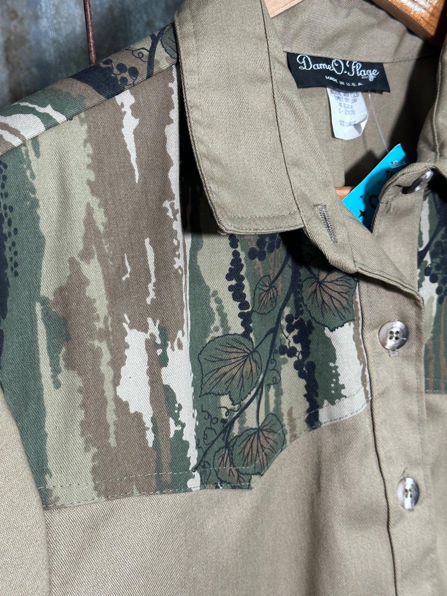 Vintage Camo Top Button Up