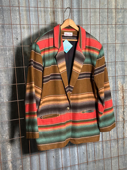 Vintage Striped Teal Camel Peach Blazer