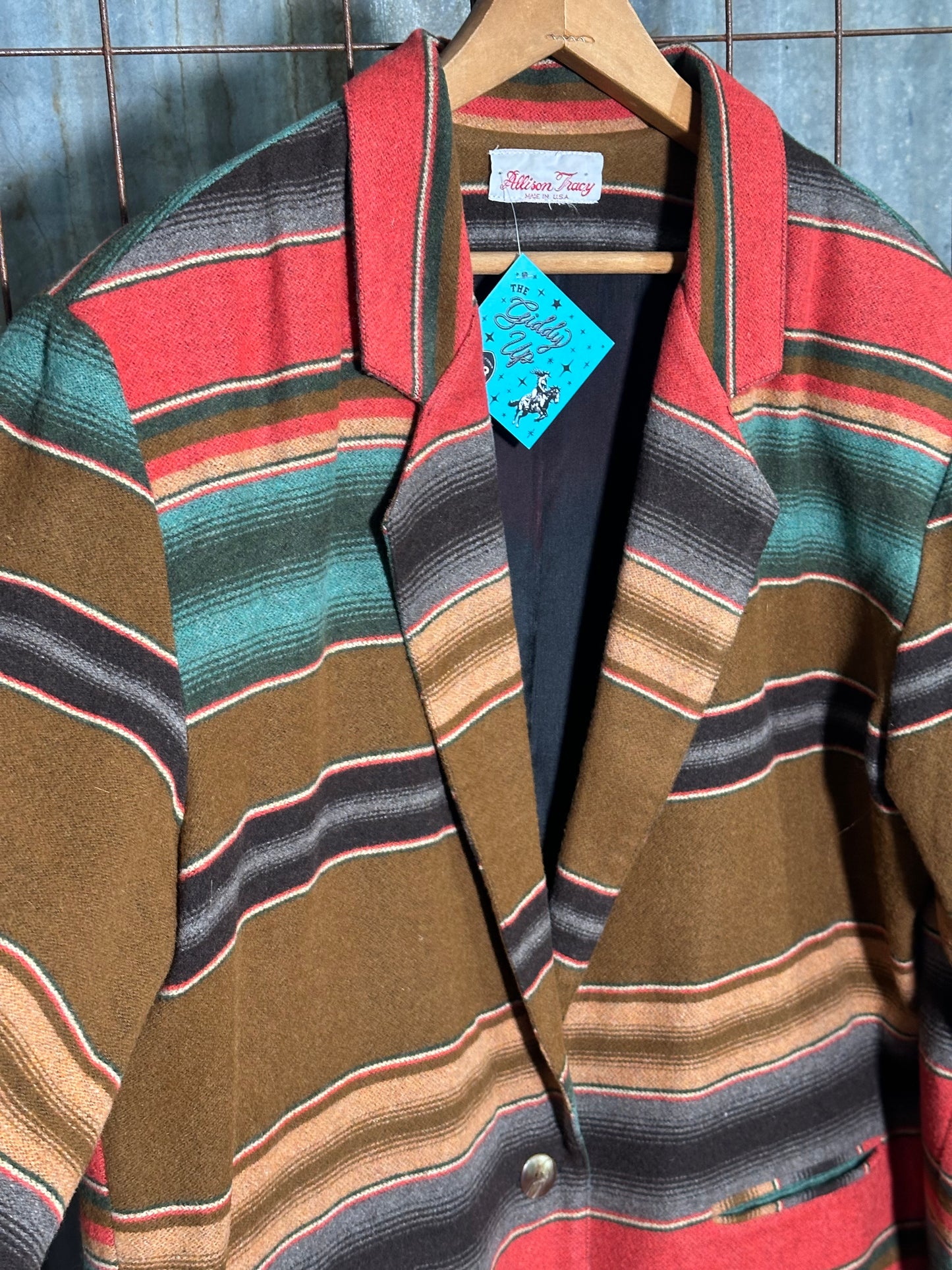 Vintage Striped Teal Camel Peach Blazer