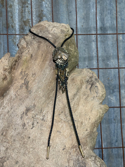 Local Handmade Beaded Fringe Horse Bolo Tie