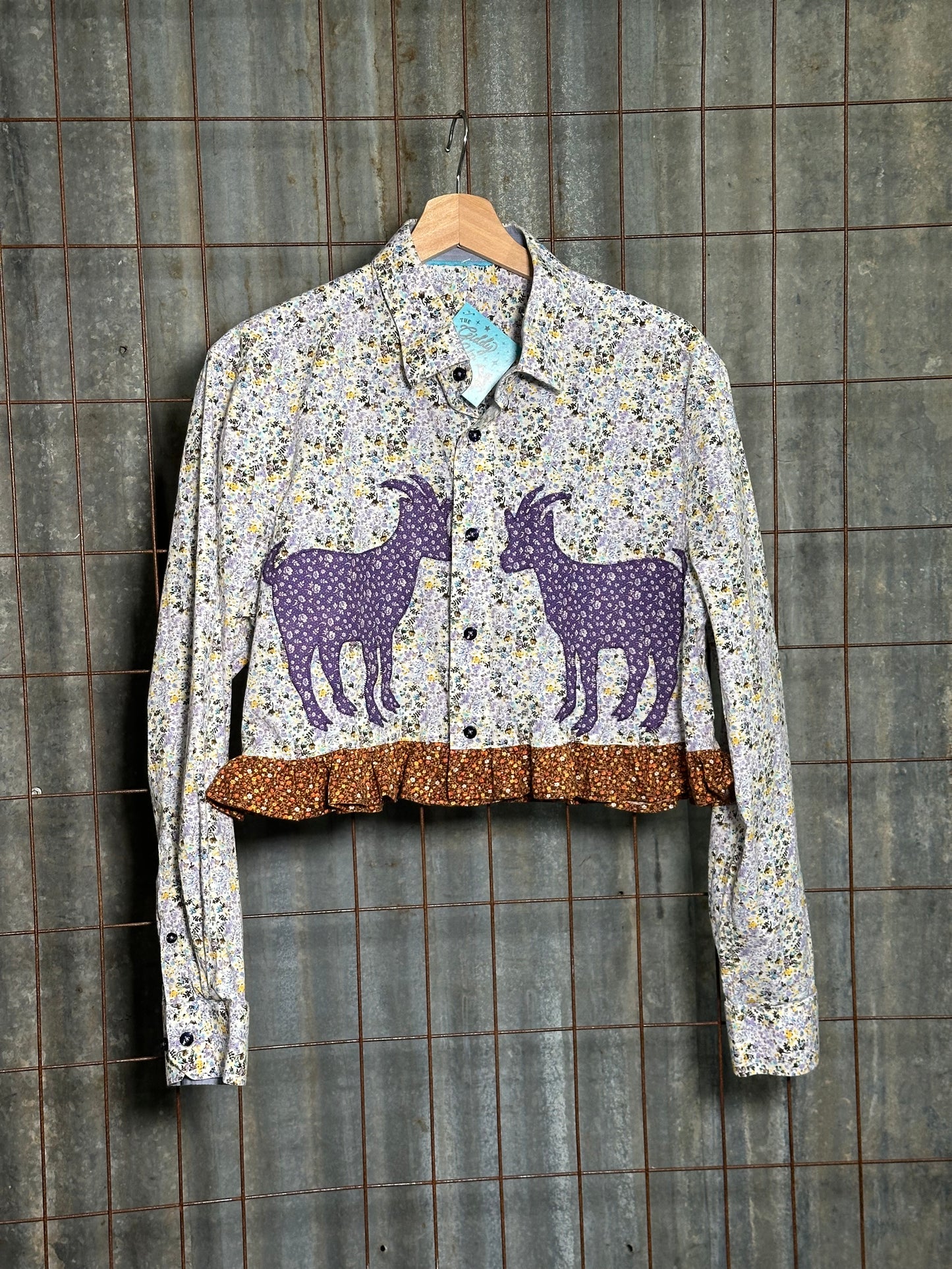 Local Handmade Purple Ruffle with Goat Top