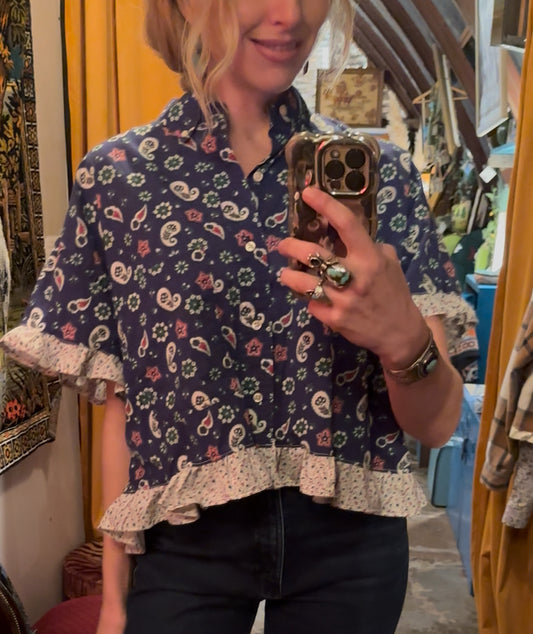 Local Handmade Paisley Ruffle Top