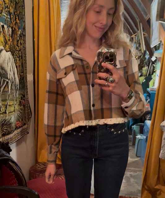 Local Handmade Brown Plaid Ruffle