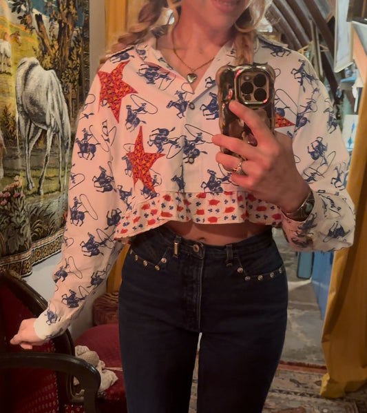 Local Handmade Cowboy Star Pig Ruffle Top